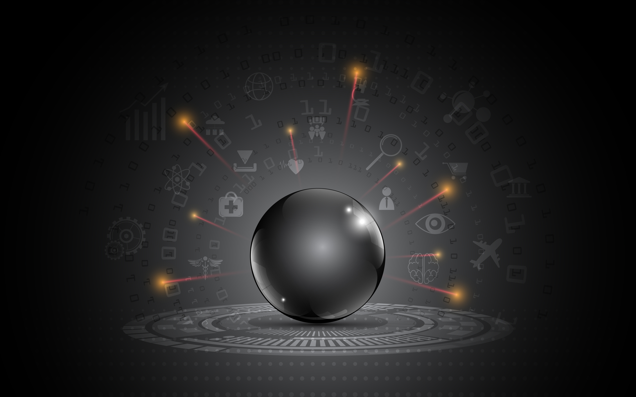 Abstract black metallic sphere template darkness modern design internet of things innovation concept